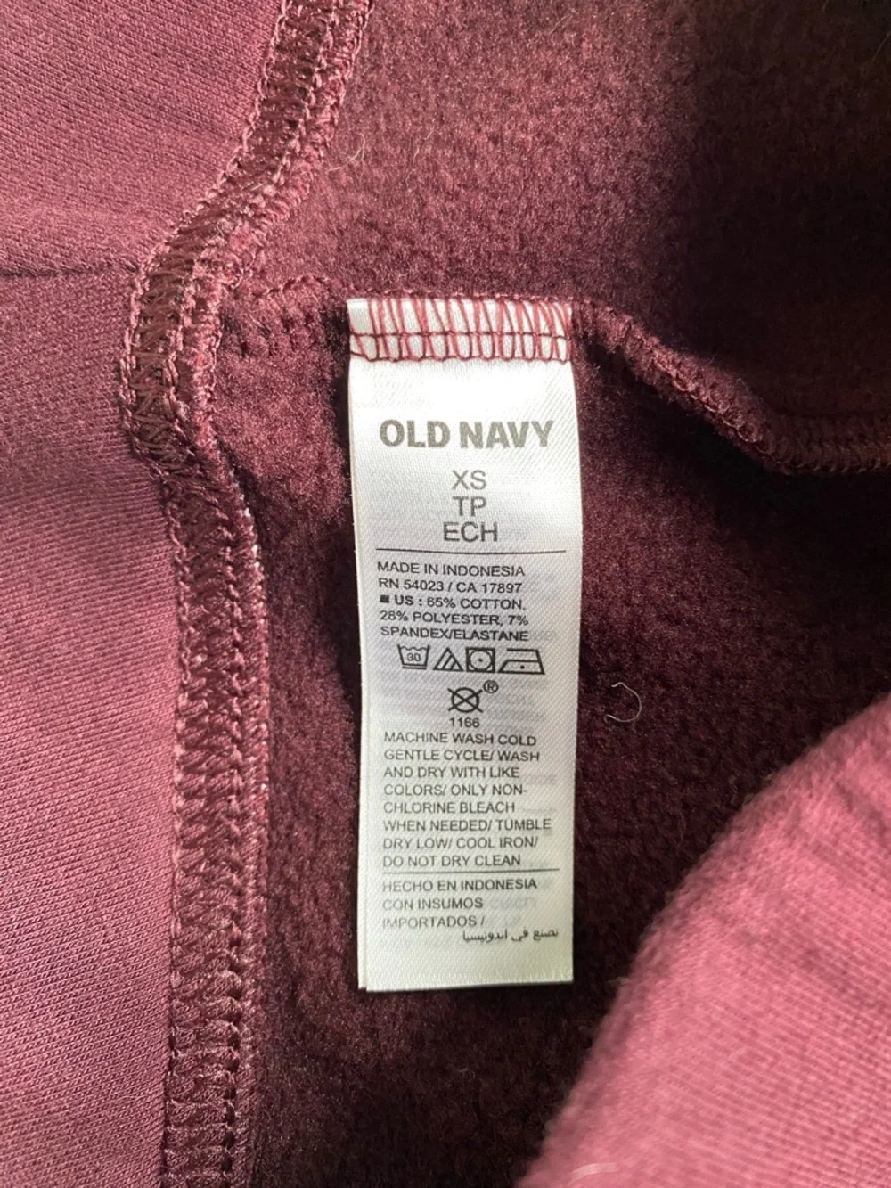 Old Navy Burgundy Maroon Fleece Lined Stretch Leggings XS